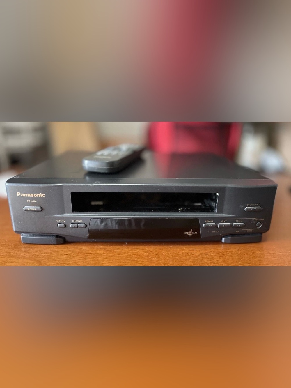 Panasonic Omnivision VCR VHS PV-4501 FOR PARTS OR REPAIR 4 Head Blue Line Remote